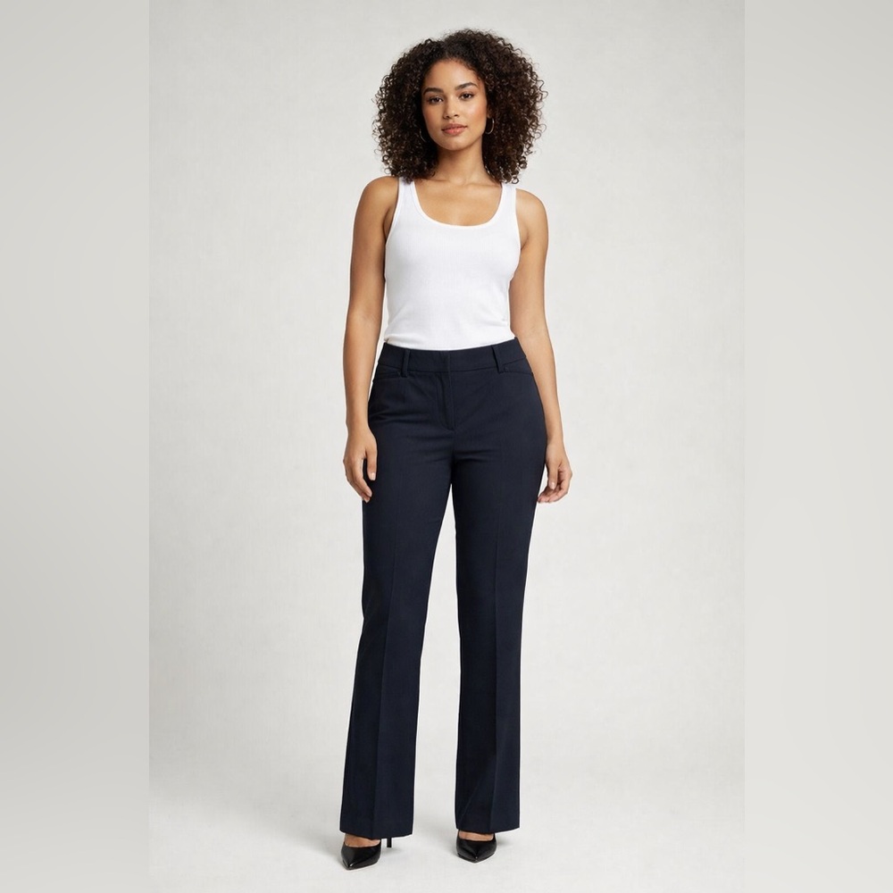 Express Black Mid-Rise Straight Leg Pants, Side Pockets, Zipper, Size 2R